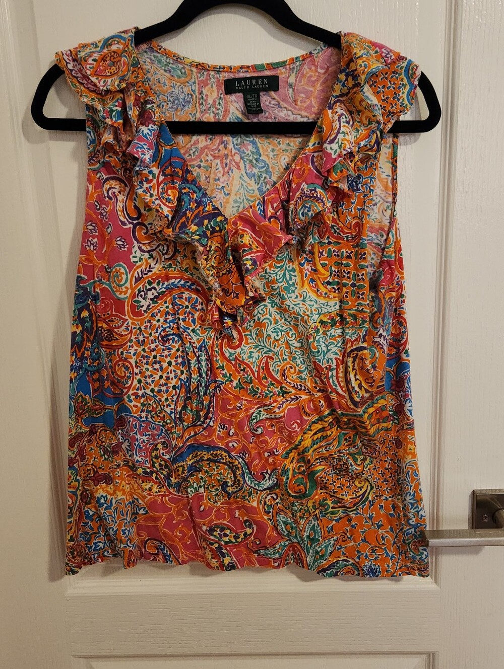Ralph Lauren Multicolor Paisley Ruffle V-Neck Camisole